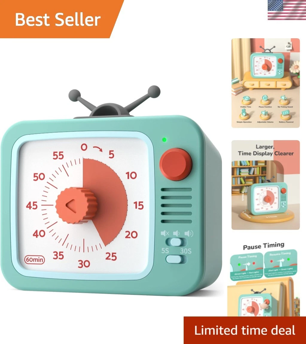 Visual Timer for Kids with Pause Function, 60-Minute Countdown Timers for Cla...