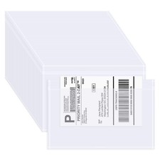 AZUREAL 60PCS Shipping Label Sleeves, 6.7" x 9.8" Packing Slip Pouches, Packi...