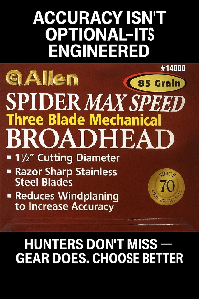 Allen Spider Max Speed 85 粒 3 刀片机械宽头 1.5 英寸切割 — 第 2/4 张图片