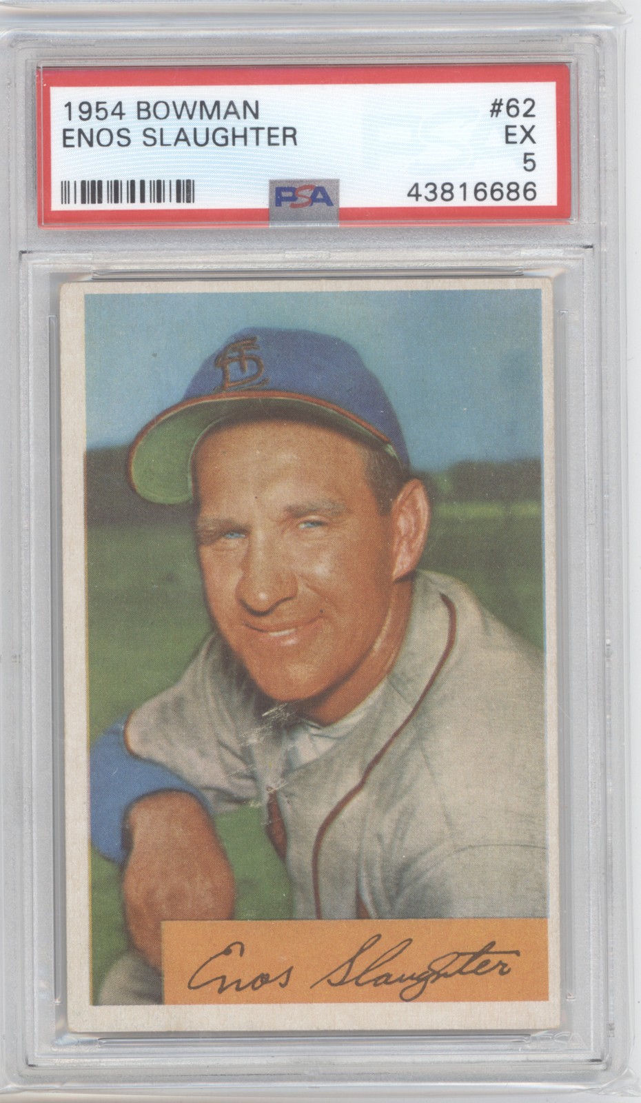 1954 Bowman #62 Enos Slaughter PSA 5