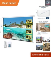 120" Motorized Projection Screen with Remote - Perfect for Presentations