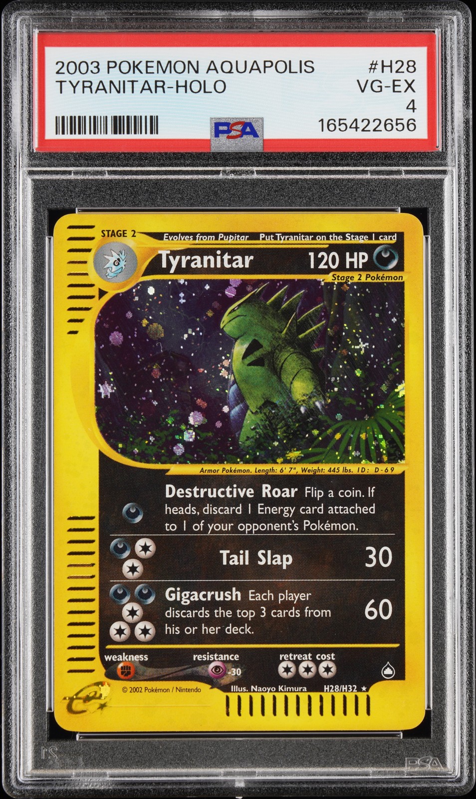 Tyranitar Holo H28/147 Aquapolis Pokemon PSA 4