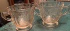 Pink depression glass sugar bowl and creamer — photo 2