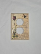 Decorative Duplex Outlet Wall Plate With A Vintage Floral And Letter Design