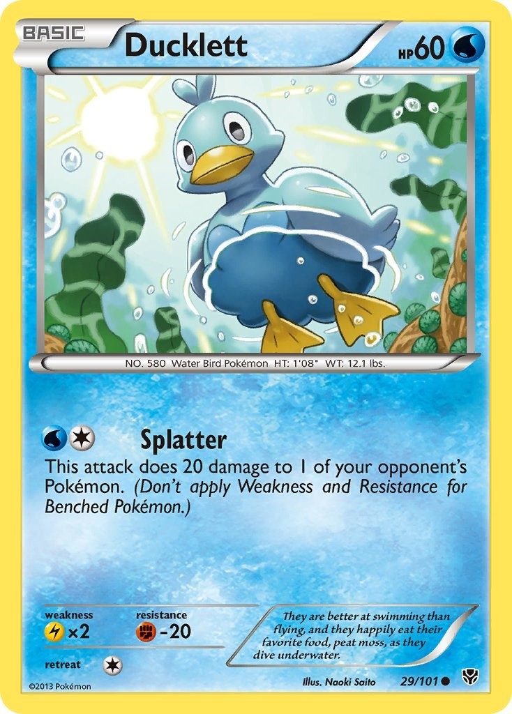 Ducklett (29/101) Common NM PLB Plasma Blast Pokemon TCG