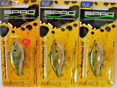 Lot of 3 SPRO WAMEKU SHAD 70 Lipless Crankbaits in WILD SHINER color