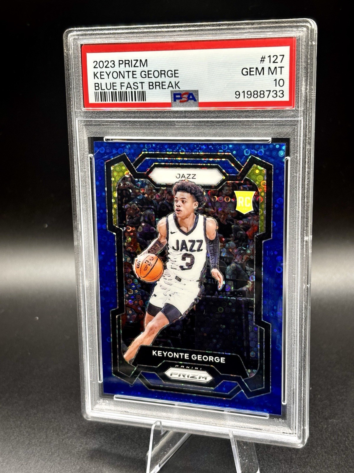 2023-24 Panini Prizm - Keyonte George #127 Blue Fast Break /150 (RC) PSA 10