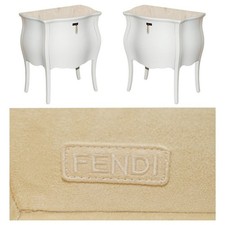 EXQUISITE PAIR OF RRP £12,000 FENDI CASA CANOVA NIGHTSTANDS BEDSIDE TABLES