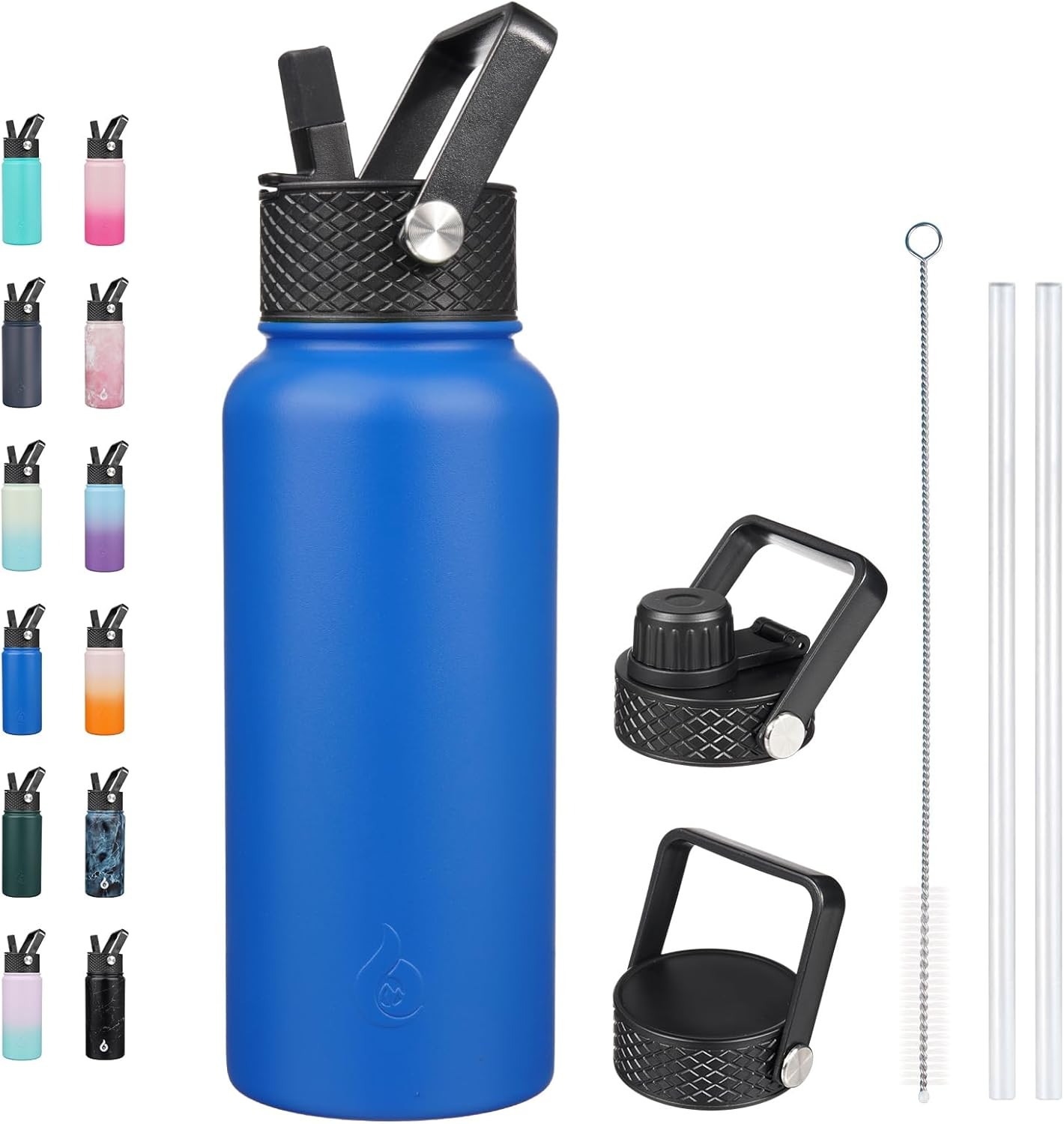 With Straw Lid, 32oz Metal Large Water Bottle Wit
