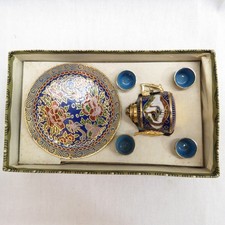 Vintage Chinese Cloisonn  Miniature Enamel Tea Set