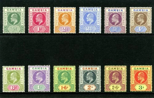 Gambia 1902 KEVII set complete superb MNH. SG 45-56. Sc 28-39.