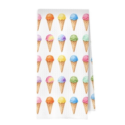 Ice Cream Kitchen Towels - Summer Ice Cream Gifts Decorative Waffle Dish Towe...