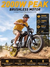 2000W Peak Power Electric Bike for Adults 30MPH 70-Mile Range 48V 20Ah E-Bike