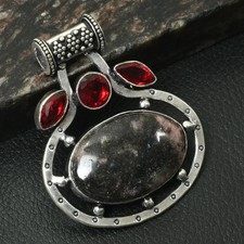 Gemma granato rodonite etnico fatto a mano ciondolo gioielli per unisex 2" AP-31154