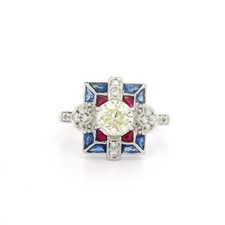 3Ct Art Deco Style Lab Created Diamond Engagement Wedding 14K White Gold FN Ring