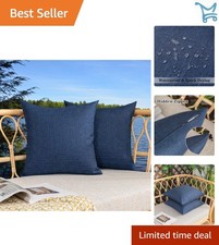 Pack of 2 Waterproof Outdoor Pillow Covers 18x18 Checkered Blue Cushions