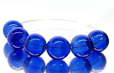 Blue Handmade Hollow Lampwork Glass Beads From Murano Tamara Yarilo Brand 6 Pcs