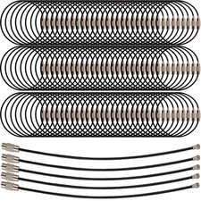 100pcs 6" Black Stainless Steel Wire Keychain Cable Loops Heavy Duty 1.5mm Twist