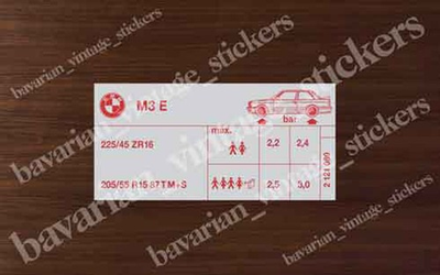 #ad Tire Pressure Label Sticker Decal For Bmw e30 M3 $14.99