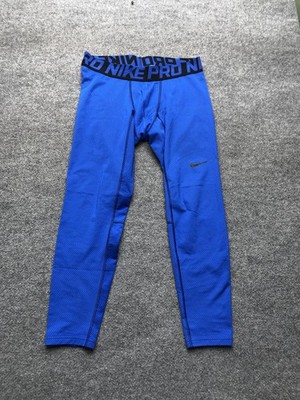 Nike Pro Pants Mens Medium Blue Chevron Compression Leggings Running Training
