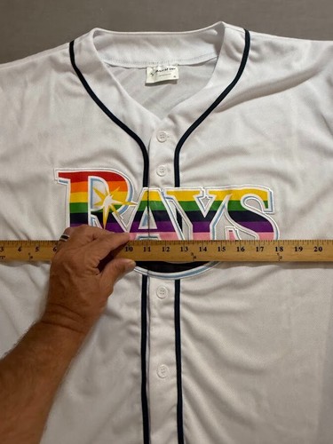 Tampa Bay Rays Rainbow Match-Up Baseball Jersey Extra Large White Button. - Picture 7 of 10