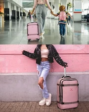 42L Convertible Rolling Wheeled Backpack Travel Suitcase Carry on Luggage Pink