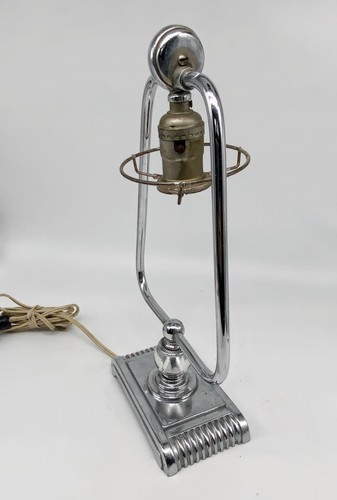 Art Deco vintage chrome table lamp machine age - Picture 3 of 5
