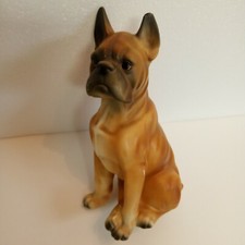 English Boxer Dog Figurine Hand Painted Porcelain Japan Sitting 8" Vtg