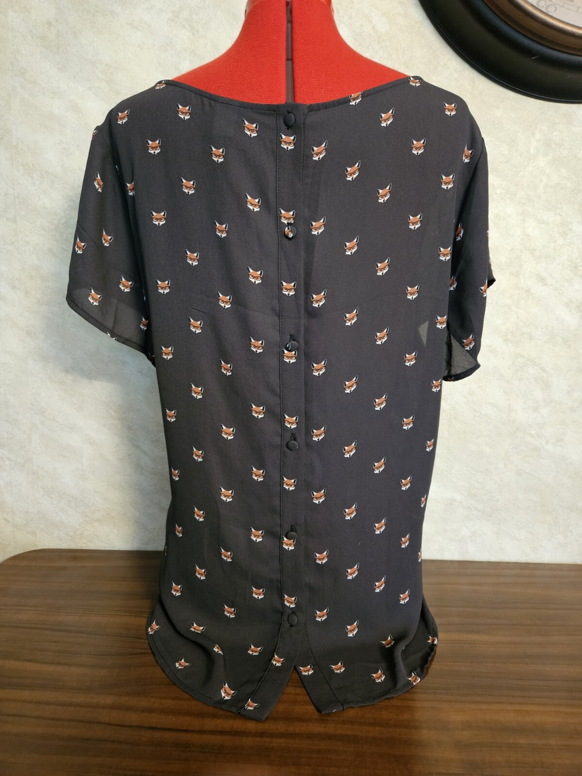 Torrid Brown Sheer Tunic Fox Pattern Button Down … - image 4