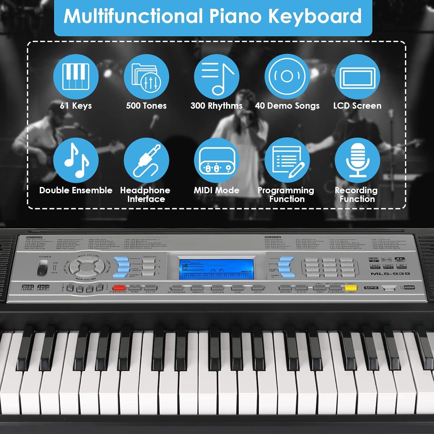 Keyboard Piano Digitalpiano 61 Tasten E-Piano-Tastatur Klavierständer Hocker DE