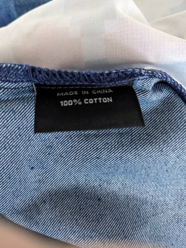 One24 Denim Shirt with Satin Quilt Back Pearl Button Front Raw Hem Women's Med. - Picture 7 of 9