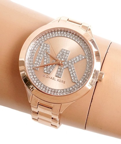 Michael Kors Watch Women's Watch Wristwatch MKO1107 Aspyn IP Rose Gold New - Picture 5 of 7