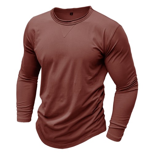 T-shirt uomo slim fit manica lunga girocollo casual elasticizzata blusa autunno - Foto 46 di 61