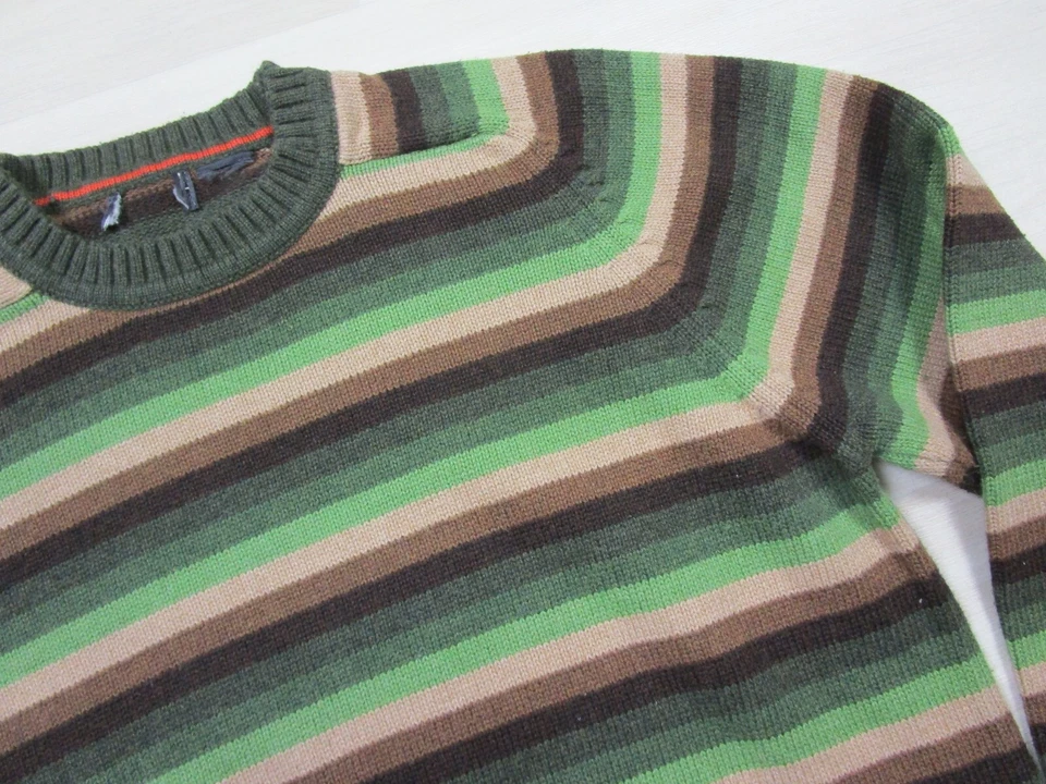 Suéter Grunge Rock Vintage Rayas (M) Nirvana Kurt Cobain Rayas Verdes y Marrón Foto 4 de 4