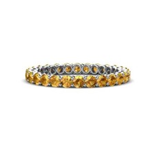 Sterling Silver 925 Citrine Brilliant-Cut Round 2.00mm Full Eternity Band Ring