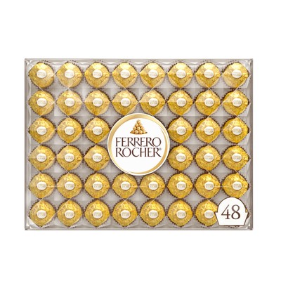 Ferrero Rocher Milk Chocolate Hazelnut Candy 48 Count Gift Box 21.2 oz