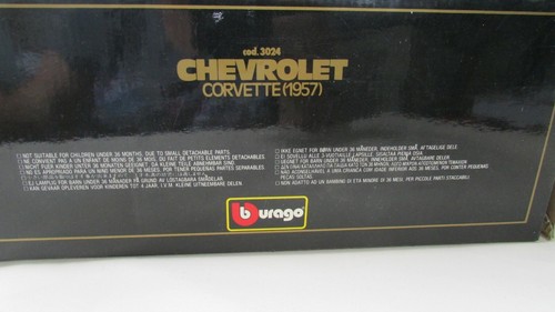 Burago Chevrolet Corvette 1957 Scale 1/18 Black with White in the box - Picture 5 of 6