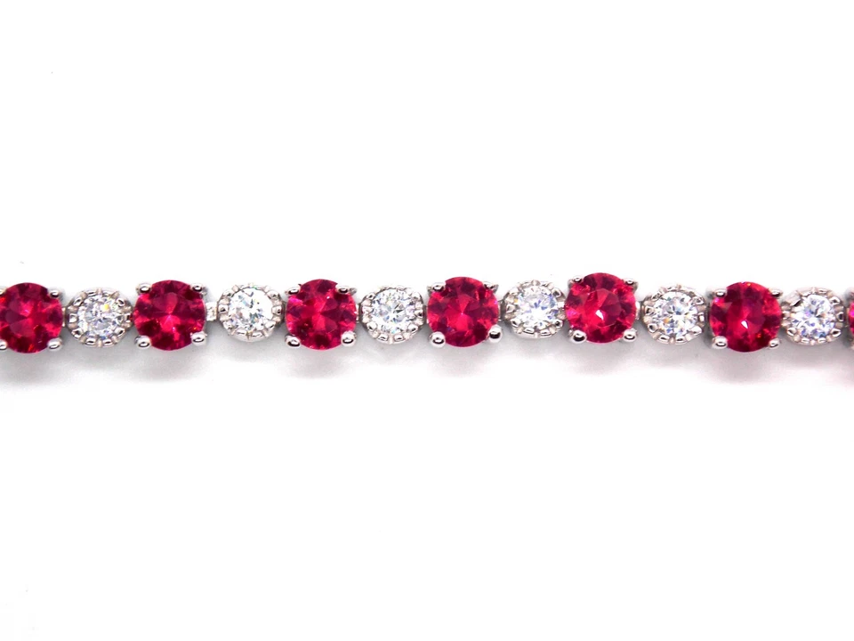 Silver Ruby & Diamond 8.14ct Round Cut Tennis Bracele (Free Gift Box) - Image 3 of 4