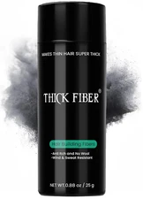 THICK FIBER Hair Fibers for Thinning Hair & Bald Spots (BLACK) - 25G Bottle - Co
