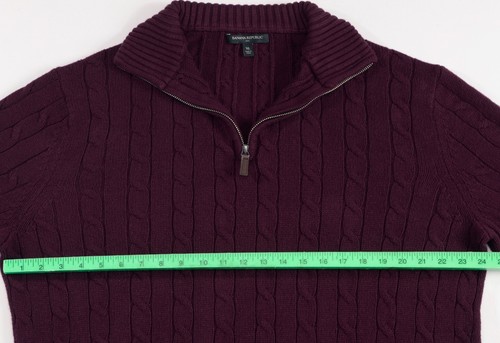 NEW Banana Republic Cotton/Nylon/Wool Men's Extra Large XL Plum Half-Zip Sweater - Picture 2 of 7
