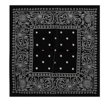 100% Silk 20" small Scarf Women neckerchief Wrap black white