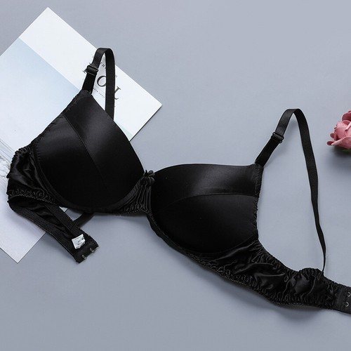 Women Silk Satin Bra Lingerie Soft Push Up Bralette Ladies Wireless Bras - Picture 8 of 23
