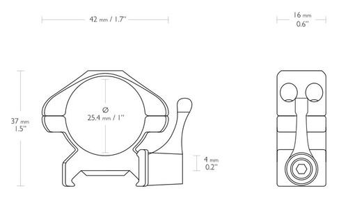Hawke Precision Quick Release Lever Steel Ring Mounts Weaver Mount Scope Rings - Picture 3 of 13