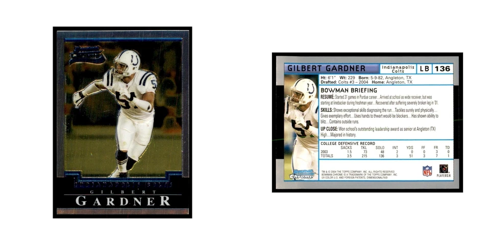 2004 Bowman Chrome Gilbert Gardner RC Football Cards #136 - Image 3 of 3
