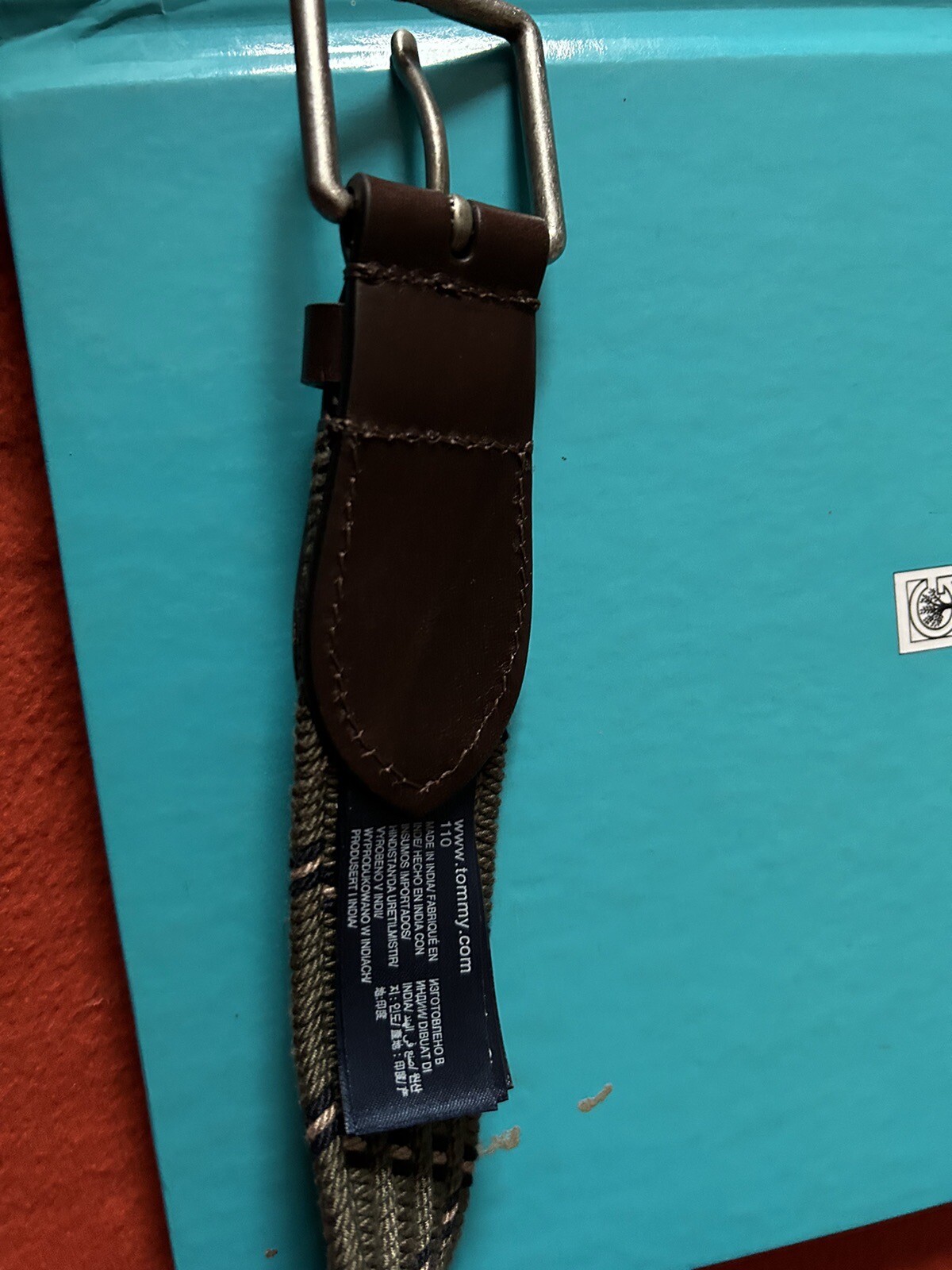 Tommy Hilfiger Casual Essential Elasticated Leather Belt Army Green  UK44in New image 7