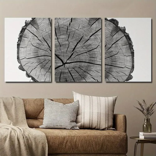 3pcs Abstract Black And White Tree Stump Wall Art Canvas Unframed/Framed - Picture 2 of 8