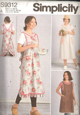 Misses' Wraparound Apron Packet, Code 9312 Sewing Pattern, Sizes XS-XL, White