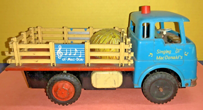 Vintage TOMY Tin Litho Singing Ol'MacDonald's Farm Truck - Japan