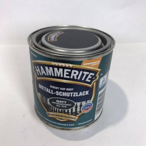1x Hammerite Metall Schutzlack, 250 ml, Matt, Anthrazitgrau RAL 7016 - Afbeelding 1 van 3