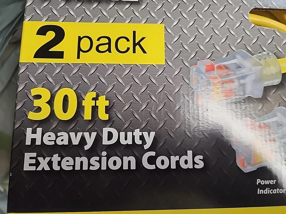 Prime Wire 30 Ft 12/3 Yellow Extension Cords Heavy Duty 2 Pc Light Indicator - Image 3 of 4